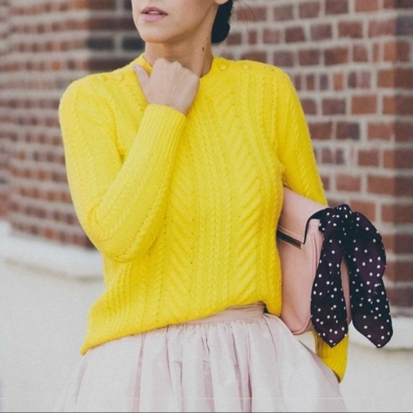 J. Crew Sweaters - J. Crew Bright Yellow Perfect Cable Knit Sweater
